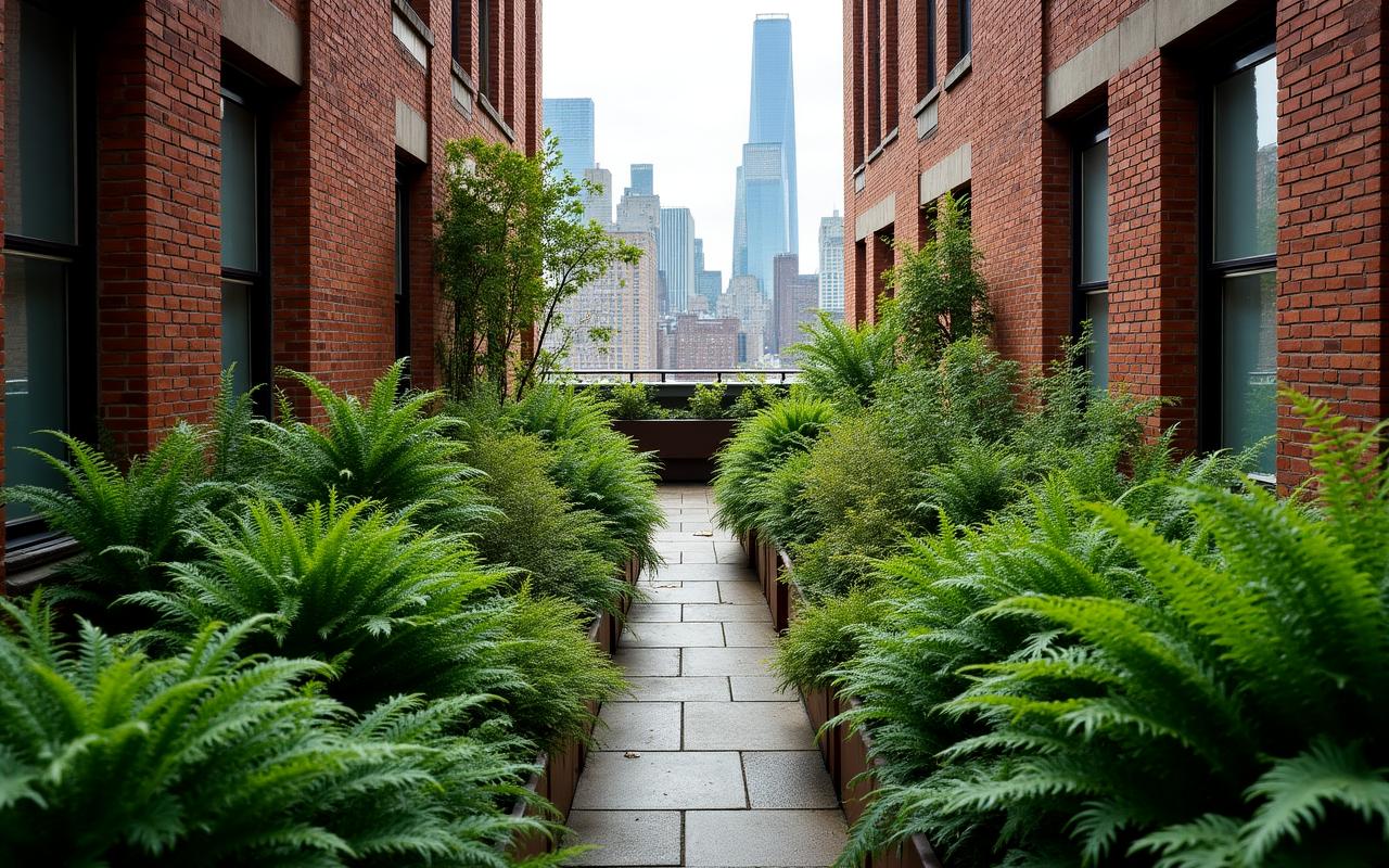 Lush urban sustainable garden in New York
